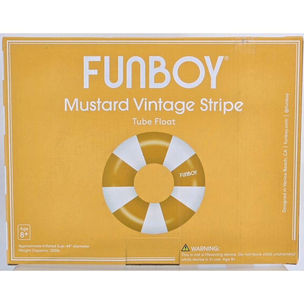 NEW IN BOX Fanboy Tube Float Musyard Yellow‎ Vintage Stripe, 220lb Capacity
